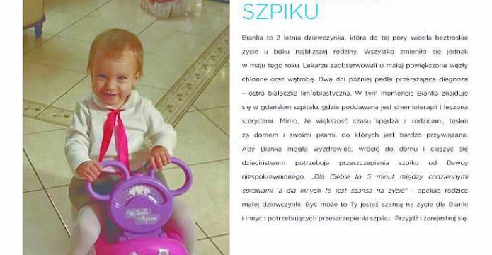 Pomóż małej Biance wygrać z rakiem