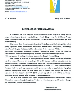 Oświadczenie Prezesa Zarządu