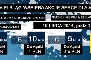 Ceny biletów na mecz Pucharu Polski z Calisią Kalisz. Wspieramy akcję „Serce Agatki”