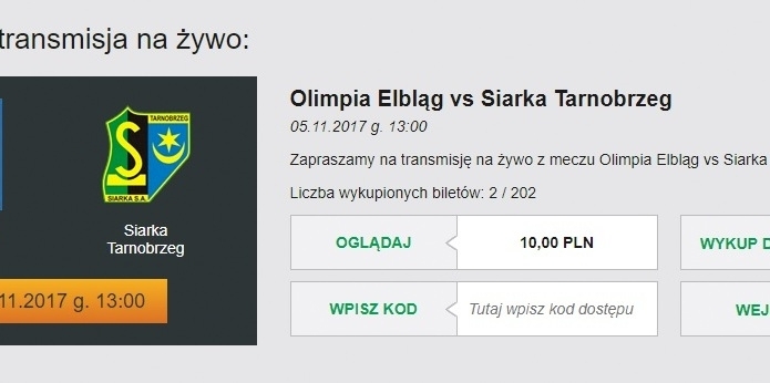 Mecz Olimpia - Siarka w PPV