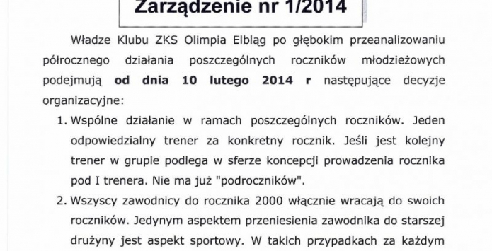 Zarządzenie nr 1/2014
