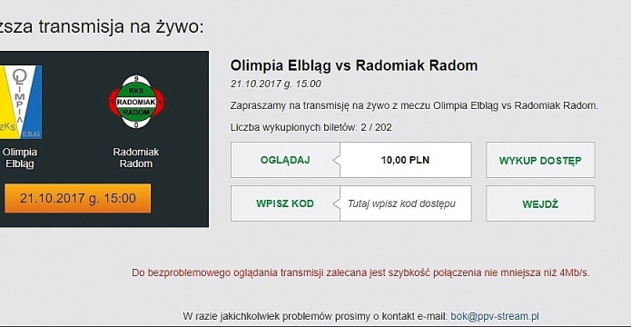 Mecz Olimpii w PPV (video)