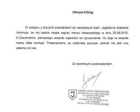 Mecz z Jagiellonią odwołany