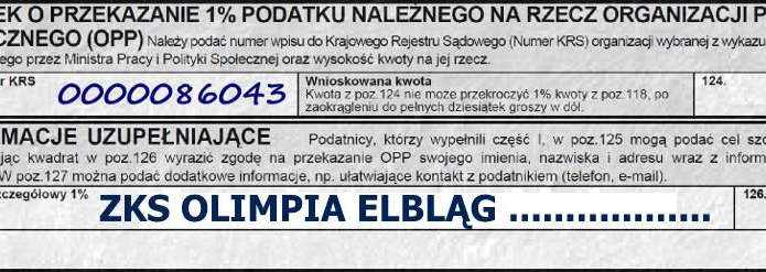 1 % dla Olimpii Elbląg